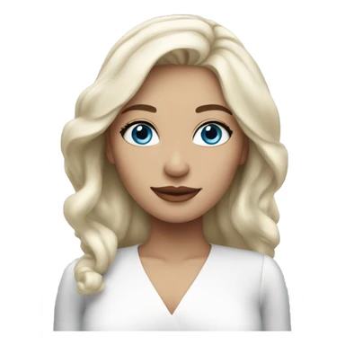 woman with platinum blonde hair, blue eyes and white dress sticker