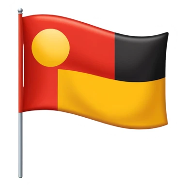 a rectangular flag with the top half solid black and the bottom half solid red with a medium-sized yellow circle in the middle overlapping both colours sticker