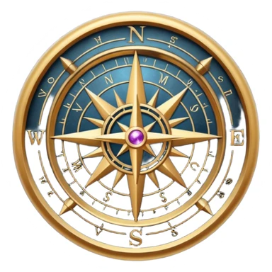Mystical compass with arcane symbols, dark metallic iOS-style emoji sticker