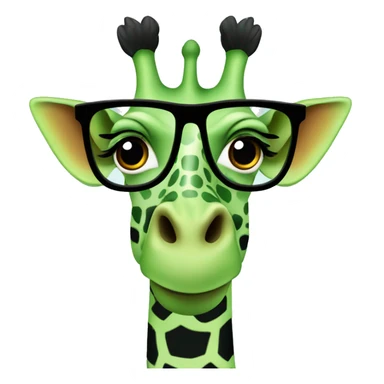 Green giraffe wearing black frame eyeglasses  sticker