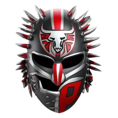 Texas-tech-red-raiders tribal artwork covered gunmetal tattooed battle helmet  huge punk Mohawk multi color hint of shiny silver 3d sticker
