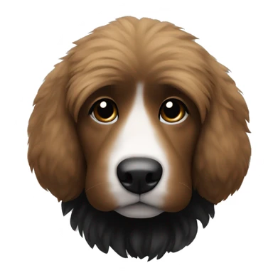 Dog brown face, white neck, black body, long fur sticker