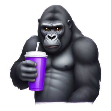 Gorilla holding cup of purple soda sticker