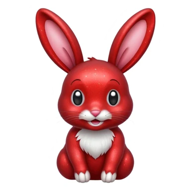 red glitter rabbit Happy  sticker
