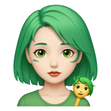 girl with green hair clip sticker