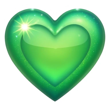 ios Green heart with sparkle sticker