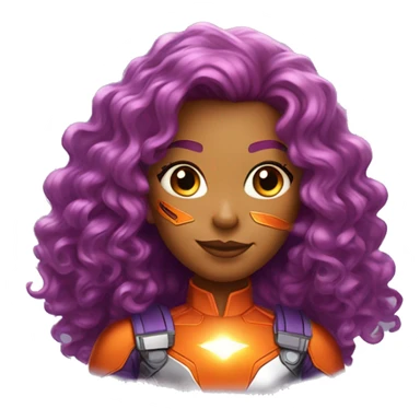 dc comics starfire glowing orange curly long  hair, purple and silver spacesuit with no helmet   sticker
