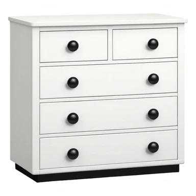 6-drawer white chest with black knobs, IKEA-inspired sticker