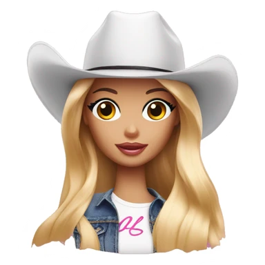 Barbie with a black cowboy hat hidden her face sticker
