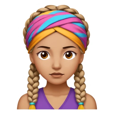 big lose braided woman face wiith big visible braids and headband on head sticker