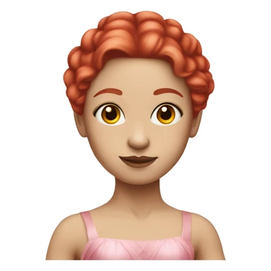 White skin ballerina with pink dress and red hair sticker