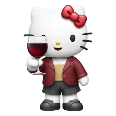 Hello Kitty drinking red wine sticker