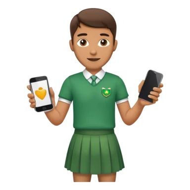 ireland man with skirt and smartphone, half body sticker