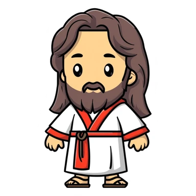 Jesus Christ with long hair and beard, wearing traditional robes sticker