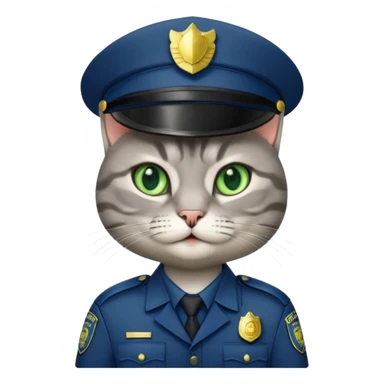 grey cat police, green eyes sticker