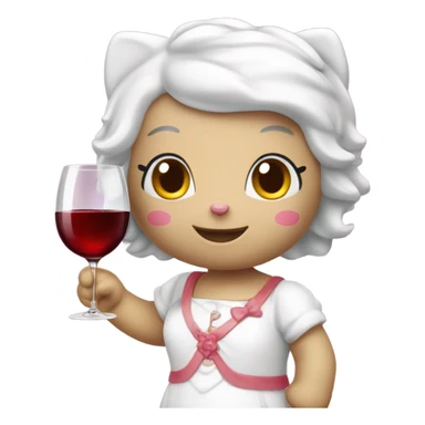 Hello Kitty drinking red wine sticker