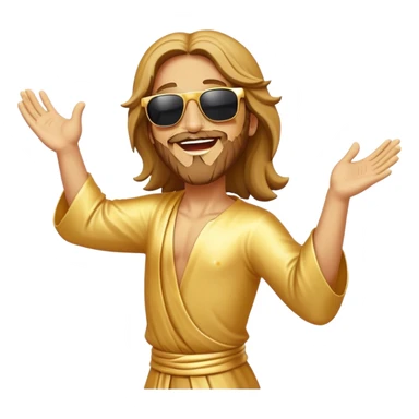 dancing figure of rejoicing Jesus with  sunglases golden  sticker