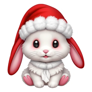 Peluche lapin noel cute bonnet sticker