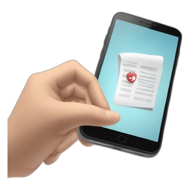 a hand holds a mobile phone in front of an exam sticker