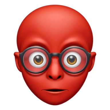 red alien with glasses sticker