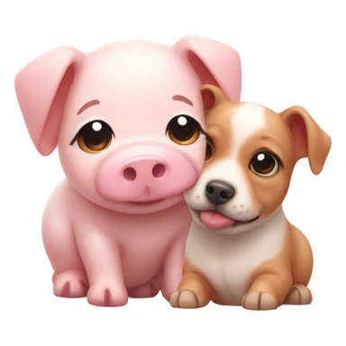 A Cute piggy next to a cute puppy blushing  sticker