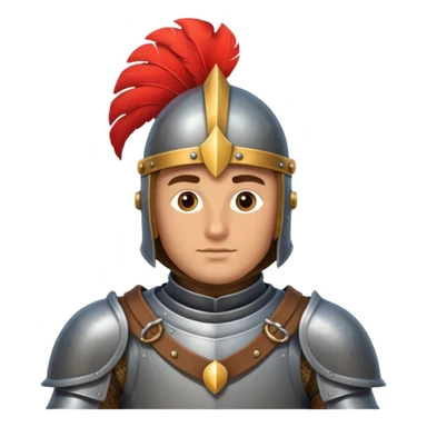medieval knight in armor with a plume, dramatic and heroic, Puy du Fou theme park emoji sticker