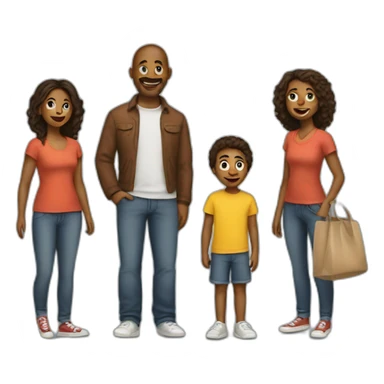 the family makes a canvas sticker