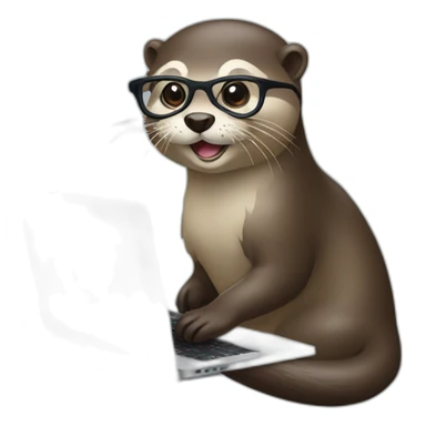 female vet otter with glasses use a macbook sticker