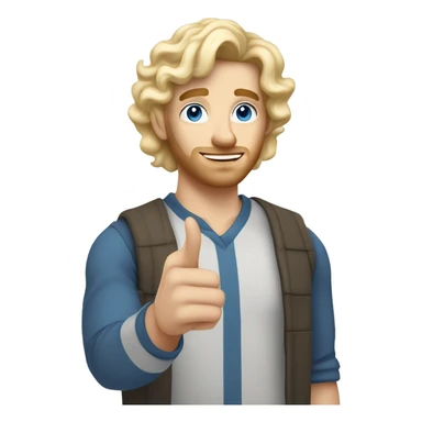 light curl blonde 30yo man blue eyed pale skin raised hand sticker