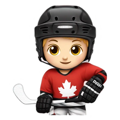 baby hockey player wearing red sticker