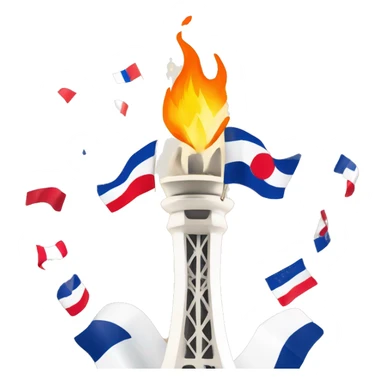 Olympic flame Paris 2024 surrounded by the french flag and Eiffel tower sticker