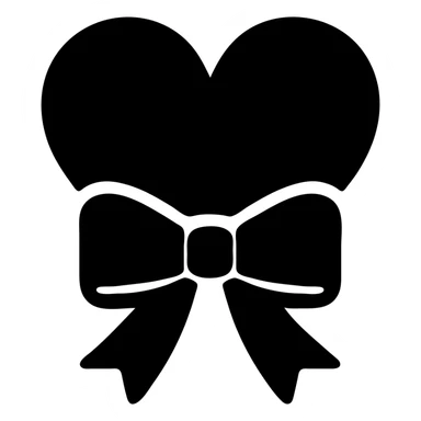 gothic heart with a black velvet ribbon, solid filled icon style sticker