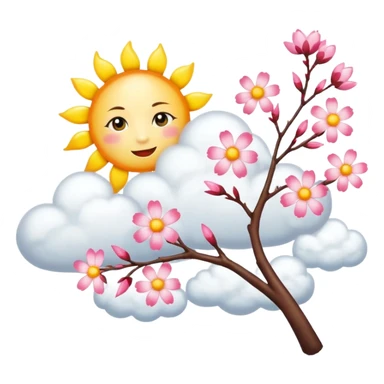sakura branch with a sun and clouds sticker