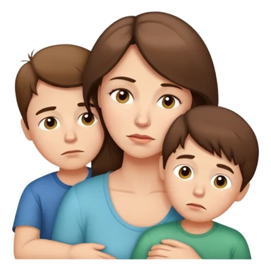Exhausted Light brunette beautiful mom with 3 sons sticker