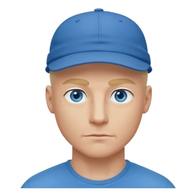 Homme fort blond chauve casquette yeux bleu sticker