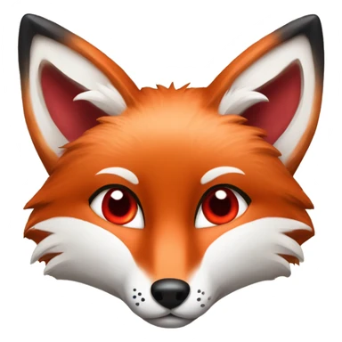 deep lush red fox face with tiny red heart instead of eyes sticker