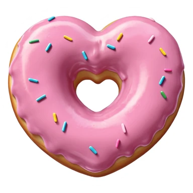 Realistic isolated heart shaped donut with pale pink frosting. sticker