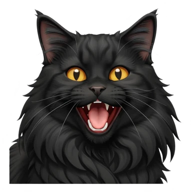 cinematic-yawning black-maine-coon-cat-portrait-emoji,-head-tilted-playfully-and-inquisitively,-sleek--black-fur,-simplified-yet-adorable-features,-highly-detailed,-glowing-with-a-warm,-friendly-glow  sticker