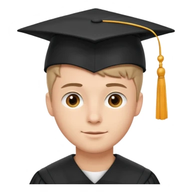 Graduated Students, Male, proudly, short hair, wearing graduation cap sticker