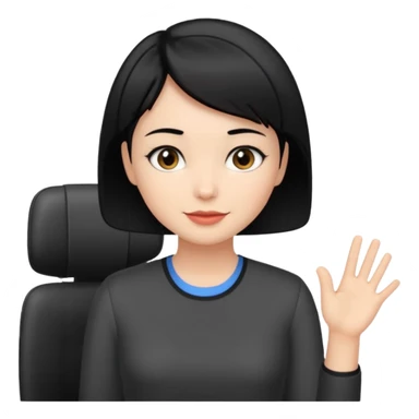 black short hair office  girl says hi sticker