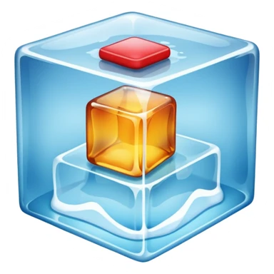 Clothes and accessories inside a large ice cube sticker