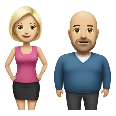 Bald Guy with fat wife  sticker
