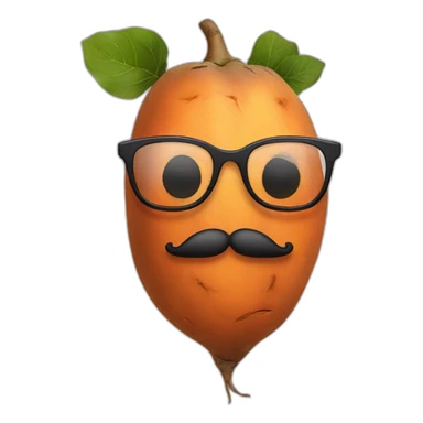 sweet potato with glasses and a beard sticker