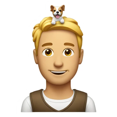 A man with a dog on its head sticker