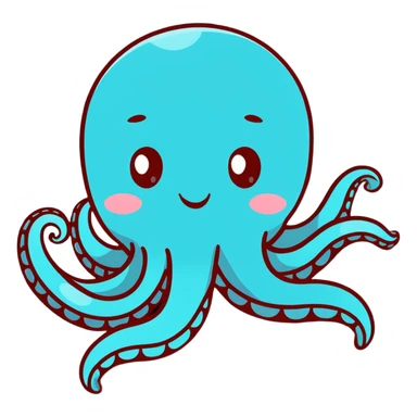 friendly octopus swimming sticker