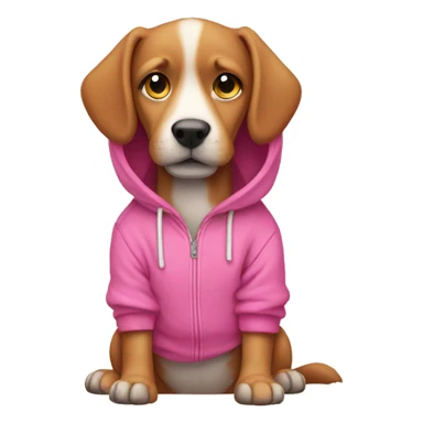 dog wearing pink hoodie sticker