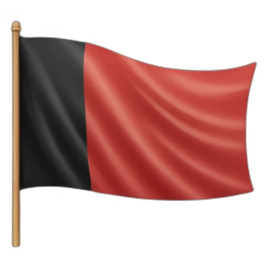 A flag with a blacktop, half red bottom, half and a circle in the middle sticker