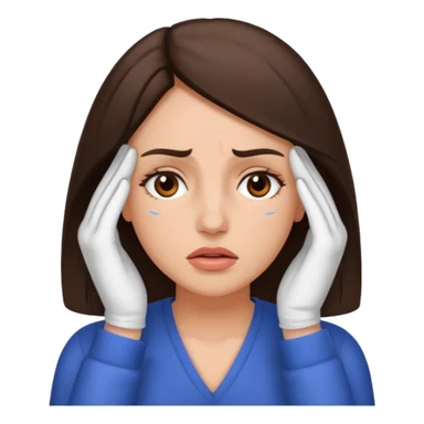 Brunette woman with a headache sticker