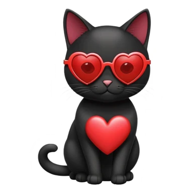 black cat wearing heart-shaped sunglasses sticker