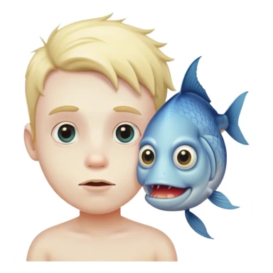 Realistic Fish boy human head sticker